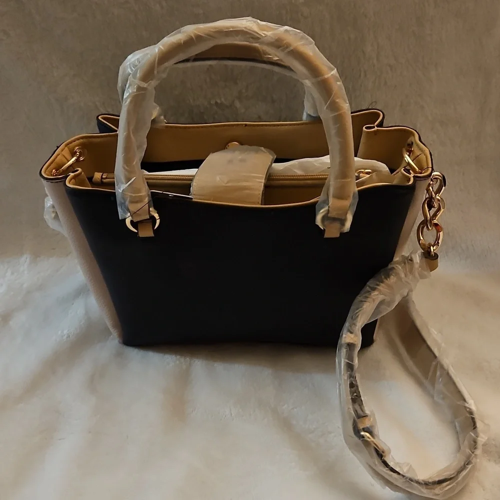 GUESS Bon Bon Faux Leather Two-tone Double Handle Satchel Bag